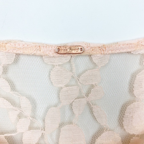 Free People Blush Floral Lace Flounce Dress Small - Picture 5 of 7
